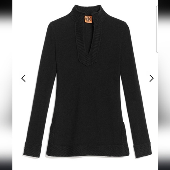 Tory Burch Cashmere Longsleeve Longline Tunic Black XS - Picture 1 of 8